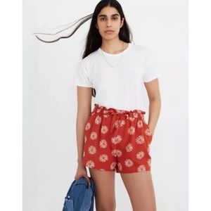 Madewell Red Floral Drapey Tie Front Shorts